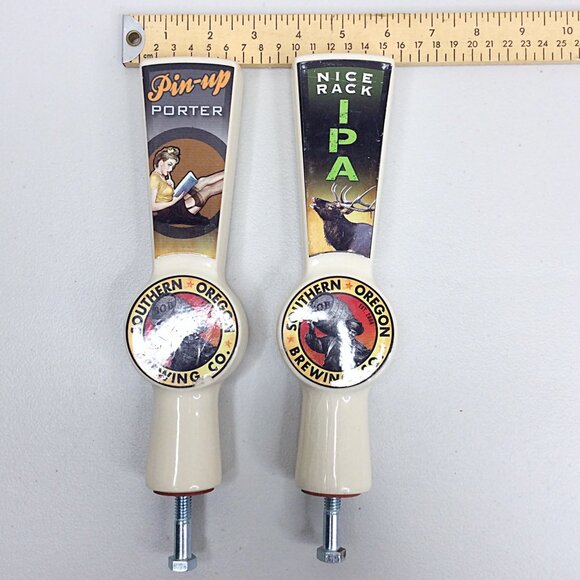 Lot of 2 Southern Oregon Brewing Tap Handle Pulls Pin Up Porter Nick Race IPA - Picture 3 of 15